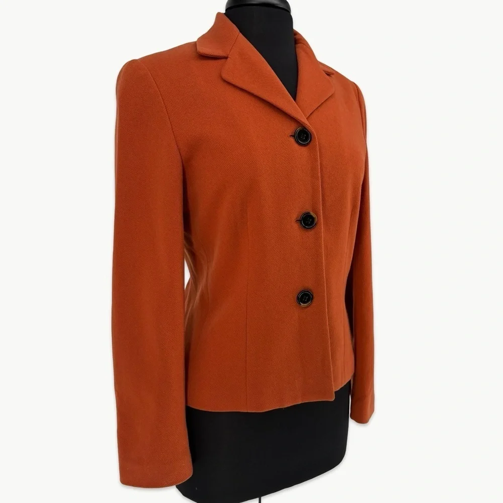 Vintage Ann Taylor Wool Cashmere Blazer Size 6 Burnt Orange 90s Classic - Picture 6 of 13
